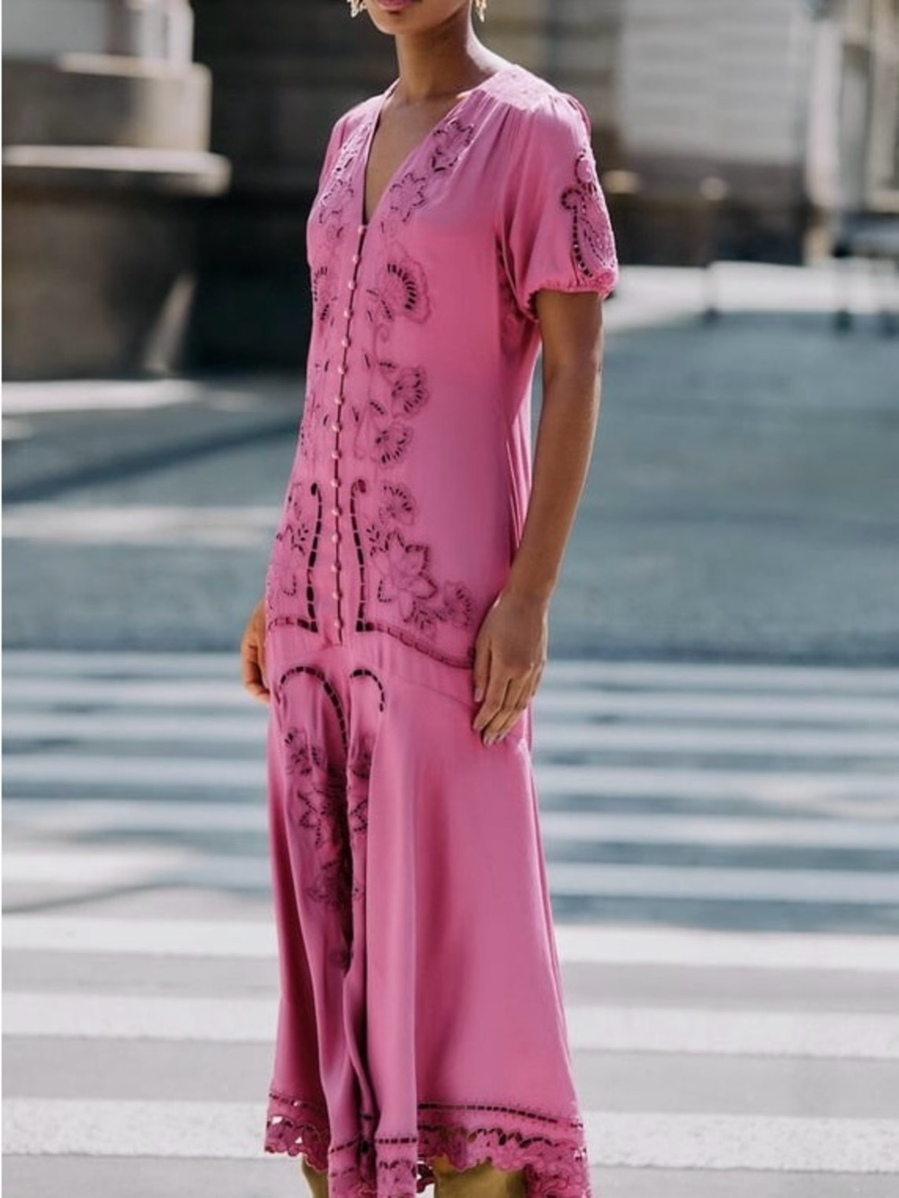 FARM Rio Pink Richelieu Lenzing Ecovero Viscose Maxi Dress Size Medium NWT - Picture 3 of 16
